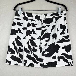 Cowgirl Denim Skirt Mini Pleated Western Cow Print Le Lis Collection M-L